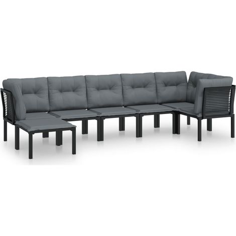 Maison Exclusive - 7-tlg. Garten-Lounge-Set Schwarz und Grau Poly