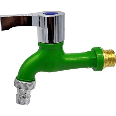 Robinet d'eau, robinet en plastique PPR vert de 1,27 cm, robinet à ouverture rapide, poignée chromée durable, robinet à trou unique pour machine à laver, balai de jardin, piscine et baignoire en (1/5)
