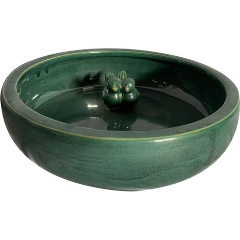 TrendLine Vogeltränke grün glasiert 28,5 x 28,5 x 7,5 cm Vogeltränke