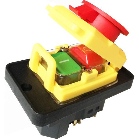 Interrupteur bouton-poussoir 5 broches - 1 unité - Étanche IP54 - Protection sous-tension 250V - Pour outils et machines - Noir (1/5)
