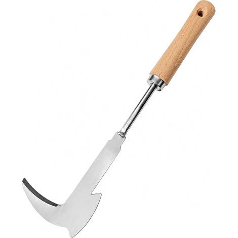 Desherbeur Manuel 30.5cm Acier Inoxydable, Désherbeur pour Fissures Forme L Allées Arrache Pissenlit avec Manche en Bois, pour Eliminer Mousse et Mauvaises Herbes dans Joints Pavés (1/5)