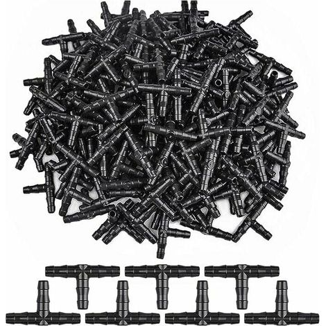 Tee Raccord Drip Irrigation - 4/7 mm - Raccord en T Positif pour Tubulure Capillaire - 150 Pièces