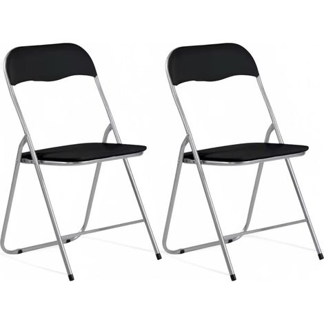 AQUILA Folding Chair with Padded Synthetic Leather and Metal Frame, Black 44x46x79 cm, Ideal for Living Room and Events, Durable and Space-Saving Design, Lightweight Portable Folding Chair. (1/5)