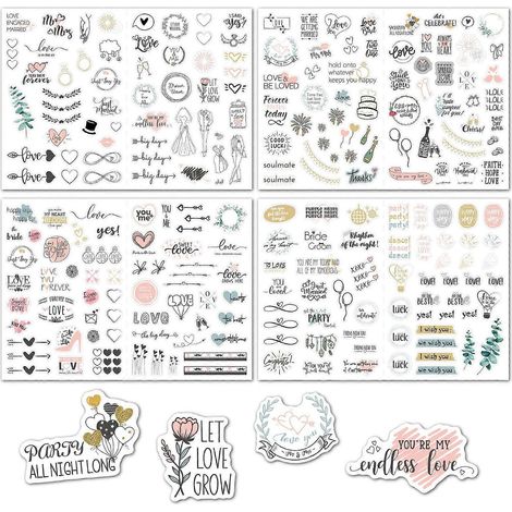 Bögen romantische Hochzeitsaufkleber, Aufkleber für die Hochzeitsplanung zum Scrapbooking
