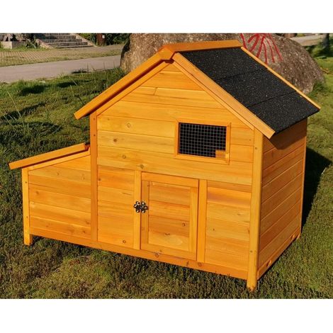 Animal Valley – Poulailler Bantam XL pour 2 à 4 poules – Bois de pin – Dimensions 119x77x90 cm – Toit shingle noir – Tiroir à déjections en métal