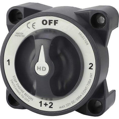 Compatible avec un sélecteur de batterie 500 A, un disjoncteur de batterie marine robuste à 4 positions et un interrupteur d'arrêt d'isolement pour VR. (1/5)