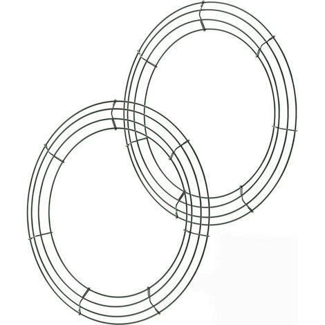 Cadre en métal pour couronne - Lot de 2 cadres de 35,5 cm (14 pouces) - Forme ronde - Idéal pour les compositions florales et la décoration intérieure - Vert foncé (1/5)