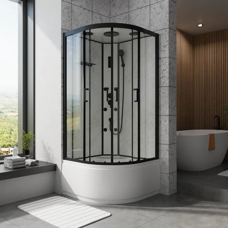 Cabina doccia idromassaggio semicircolare 85x85 cm multifunzione h215cm Zante (1/4)