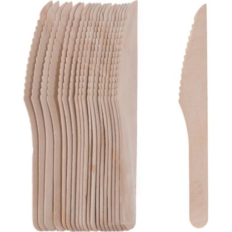 Couteaux en bois jetables, 20 pièces incluses (1/4)