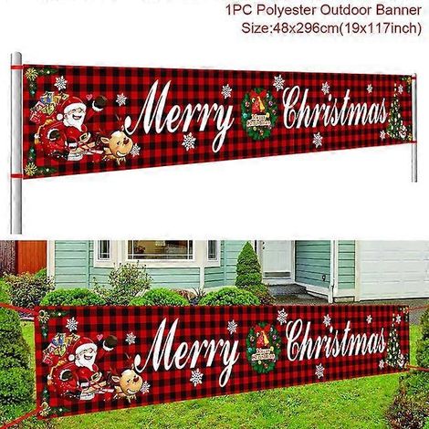 Bannière de Noël extérieure, Décorations de Joyeux Noël pour la maison, Décoration extérieure, Xmas Navidad Noel Natal, Bonne Année (1/5)
