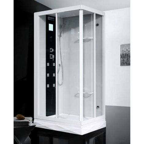 Bagno Italia box doccia idromassaggio rettangolare reversibile 110x80cm con bagno turco radio e led (1/5)