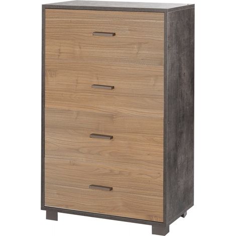 Mobile 4 Cassetti 70L x 41P x h112 – Nero Opaco e Legno Noce Stelvio – Sarmog (1/3)