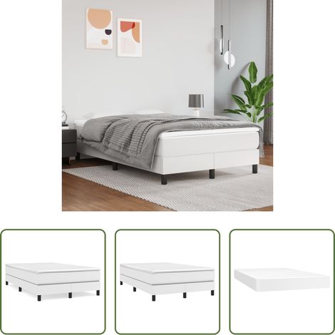 Matratze -  Boxspringbett mit Matratze Weiß 120x200 cm Kunstleder (1/5)