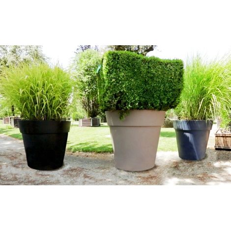 VASO LIRA ELITE DA 80CM, VASO LISCIO IN RESINA, VASO 80CM IN RESINA - Colore: tortora