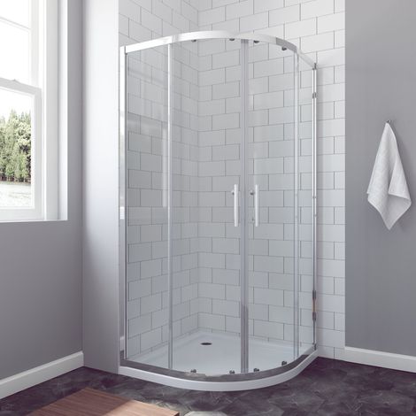 AQUABATOS® BORAS-Serie Duschkabine 90x90cm Viertelkreis mit Schiebetüren 6mm ESG Glas Höhe 185cm