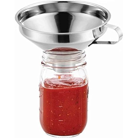 Imbuto per conserve a bocca larga con manico per barattoli Mason, imbuto da cucina in acciaio inox per barattoli a bocca standard e larga (1/4)