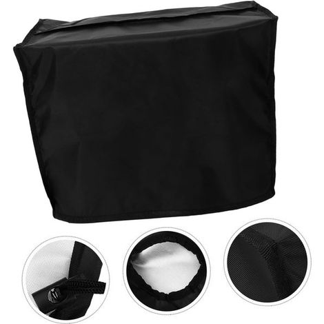 1 petite housse noire pour générateur (52 × 29 × 41 cm). Réutilisable, résistante aux intempéries et à la poussière, pour équipements extérieurs, petits générateurs, utilisation toute l'année. (1/5)
