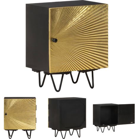 Mango Holz - vidaXL Nachttisch mit Messing-Front 40x30x50 cm Massivholz Mango - Massivholz Nachttisch (1/5)
