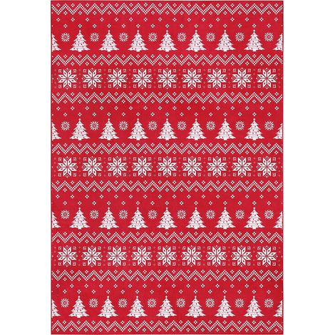 Carpet - Printed Christmas Design - Red Hue, 140x200cm - for Living Room, Bedroom, Floor (1/5)
