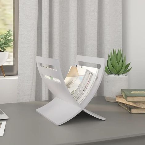 vidaxl Zeitschriftenständer aus Holz Weiß einfaches Design