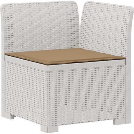 1-Seater Garden Sofa with Cushion Rattan Look PP White vidaXL (1/5)
