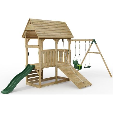 FarmPlay Mini Loft Climbing Frame with Double Swing and Slide (1/5)