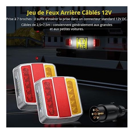 LED Rear Light for Trailer with Reflector Trailer Lights Integrated Screw with Cable Pin Connector Rear Brake Lights Red Amber White for Truck Van (1/4)