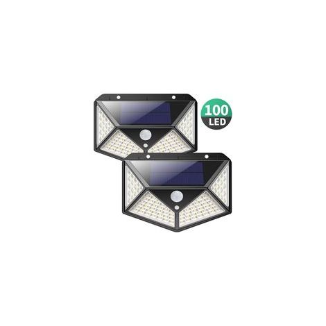 Lampe Solaire Extérieur 100 led, 2 Pack éclairage Solaire Extérieur Détecteur de Mouvement éclairage 270Ḟ étanche, Spot Solaire Extérieur 2200mAh Lumière Lampe Puissante sans Fil pour Jardin (1/5)