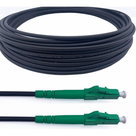 Elfcam Glasfaserkabel 15m LC/APC auf LC/APC – OS2 Singlemode Simplex 9/125 µm, LSZH, mit Stahlmantel, Schwarz – Robustes LWL-Kabel für zuverlässige Datenübertragung