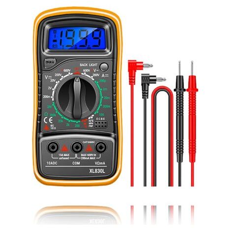 Pair - Multimètre numérique Voltmètre - Multimètre numérique - Voltmètre avec double fusible - Multimètre portable avec écran LCD Tension AC/DC/DC, résistance, continuité, fréquence (1/5)