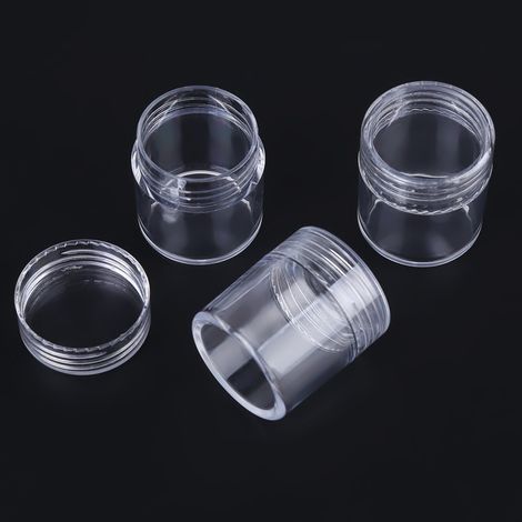 30 pots ronds transparents pour perles et bijoux avec boîte de rangement rectangulaire (1/5)