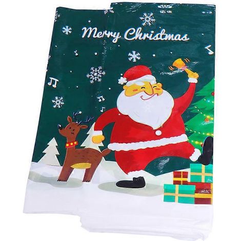 Nappe jetable rectangulaire à motifs Père Noël et bonhomme de neige, idéale pour les pique-niques et autres fêtes de Noël. Décoration de table en plastique pour les fêtes de fin d'année.-274X137cm