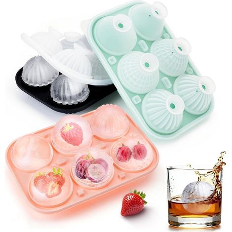 Eiswürfelform rund 3er-Pack Silikon mit Deckel für Cocktails & mehr (1/5)