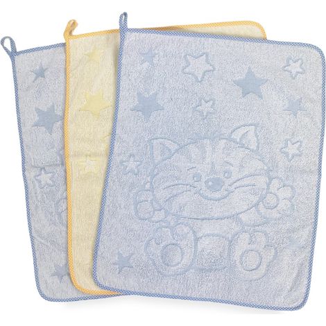 SET 3 ASCIUGAMANI ASILO bambino COCCOLE cm. 40x50 in Puro cotone 3 PEZZI BAMBINO MASCHIO