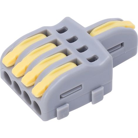 20 connecteurs de fils, 1 entrée, 4 sorties, bornier de répartition à poussoir, composants électriques (jaunes) (1/5)