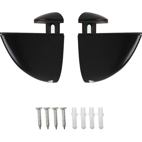 Stück Glasregalhalterungen, Glasclips, verstellbare Glasregalträger für Glas- und Holzregale 2-21 MM, polierte schwarze Oberfläche mit Befestigungsschrauben (1/5)