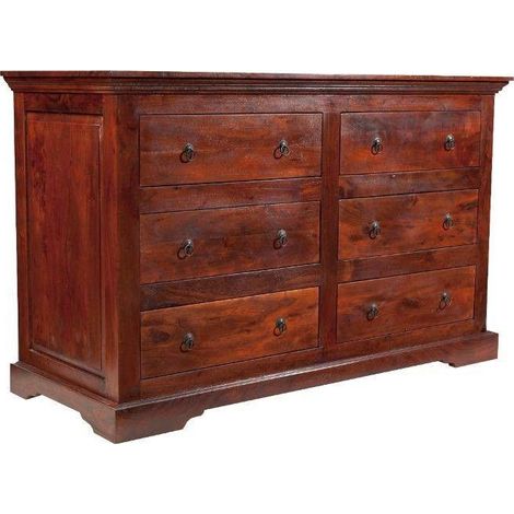 OXFORD 447 Cassettiera in legno di acacia - laccato / nougat 145x58x90