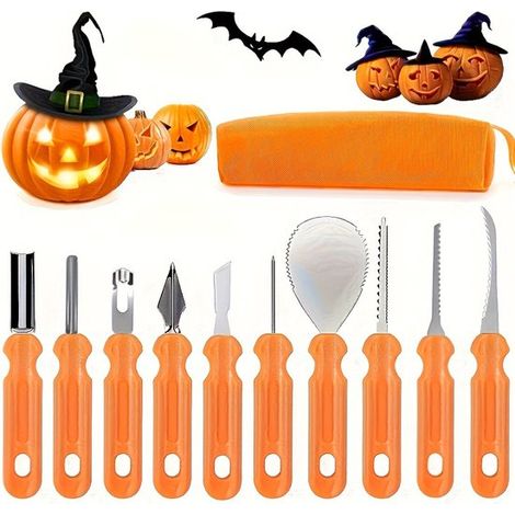Set da 10 pezzi per intagliare zucche, coltello per intagliare zucche di Halloween, strumento per intagliare zucche, ritiro gratuito per intagliare zucche (1/5)