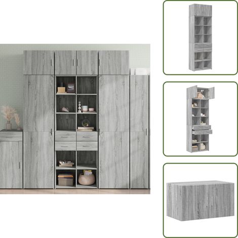 Hochschrank Grau Sonoma 70x42,5x225 cm Holzwerkstoff - Hochschrank - Hochschränke - Schrank Hoch - Schränke Hoch (1/5)