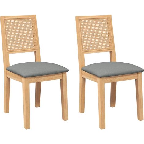 Lot de 2 Chaises à manger,Chaise de cuisine coussins bois massif caoutchouc CFW75192 (1/5)