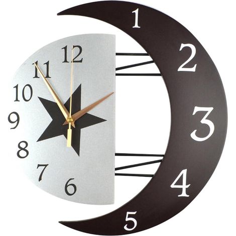Horloge Murale Décorative en Forme de Croissant, Design Artistique Silencieux Quartz, Facile à Lire, pour Chambre ou Salle à Manger (1/5)