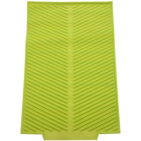 Tapis Égouttoir Silicone Pliable Antidérapant Résistant à la Chaleur Rectangle Vert (1/4)