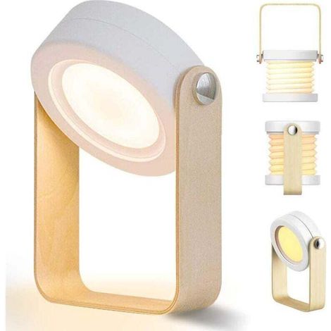 Lampe de chevet Touch LED à intensité variable Lampe de Bureau vintage avec poignée en bois 3 niveaux de luminosité lampe table