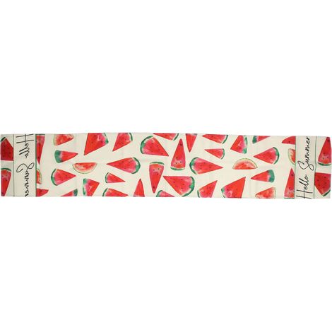 Nappe carrée en lin à motif pastèque, 180 cm de long, idéale pour une table romantique et décorative. (1/5)