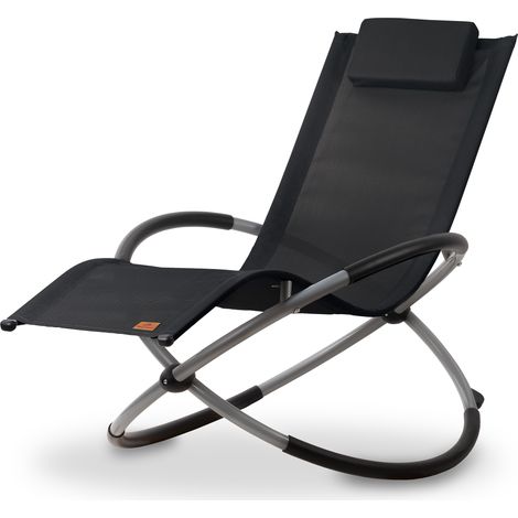 CampFeuer Relaxliege, Schwarz, Gartenliege klappbar Sonnenliege Schaukelsessel Schwungliege