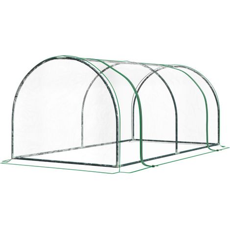 Mini serraper pomodori, dimensioni: 2 m x 1 m x 0,8 m, porta con cerniera, copertura in PVC, struttura in acciaio trasparente -Crezuo