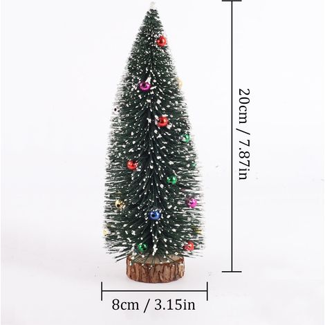 Arbre De Noël Miniature - 20 Cm - Base En Bois - Décoration De Bureau Et De Scène Festive - 1 Pièce (1/2)