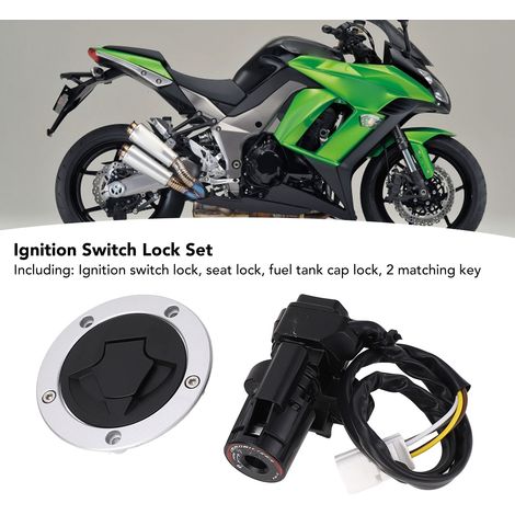 Serrure de Contact & Capot de Réservoir avec Clés - Métal & ABS Haute Résistance - Compatible Kawasaki ZX6R, ZX10R, Z1000SX (2011-2019) (1/5)