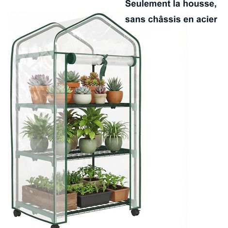PVC Serre de Jardin bâche, Sans châssis en Acier, Porte zippée Enroulable, pour Les Plantes Serre à semis Jardinage - 69x49x126cm Transparent (1/5)