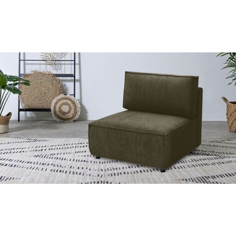 BOBOCHIC - Chauffeuse 1 place pour canapé modulable NIHAD tissu velours côtelé Vert clair (1/3)